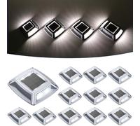 hoyiours Luci Solari Esterno 12 Pezzi Segnapasso LED Esterno Impermeabile IP68 Lampione Solare Bianco Faretti Giardino Solari 24LM Luci LED Solari da Esterno Giardino per Terra, Scale e Piscina