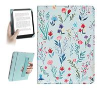 HoYiXi Universale Custodia per 6.8 pollice,7 pollice eReader Compatibilità Kindle Paperwhite/Kobo Clara HD/BOOX T68/iReader Ocean/Tolino/Sony 6.8”-7“ E-Book Reader Cover Case,Fiori blu