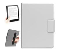 HoYiXi Universale La Custodia per eReader da 6,8",7", Compatibile con Kindle Paperwhite, Colorsoft, Kobo, PocketBook, Tolino e Sony. corda a mano elastica Case per 6"-7"eReader,Grigio -bianco