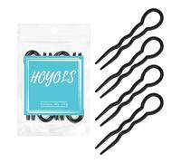 Hoyols 12 Pezzi Forcine Francesi per Donne,U Piccole da 3,5 Pollici per Chignon, Forcine Ondulate in Plastica Senza Danni per Acconciature Updo, Accessori Capelli Nero