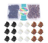 Hoyols 48 mini fermagli per capelli, piccoli fermagli per capelli per donne e ragazze, assortimento di colori nero, bianco, marrone, per capelli fini, ricci, medi, spessi, in plastica, senza dolore