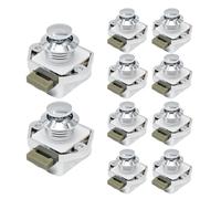 Hoypeyfiy 10 chiavistelli a pulsante per porte e cassetti, per porte di armadi, per camper, barche, furgoni, yacht, camper (argento)