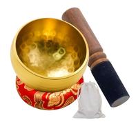 Hoypeyfiy Set di campane tibetane fatte a mano con bacchette in legno e cuscino, campana tibetana da 8 cm, per meditazione, relax, regali unici per tutte le occasioni