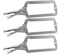 HOZEON 3 PCS 18 Inch C Clamp Welding Pliers with Swivel Pads, Heavy Duty Locking Pliers, Woodworking Clamps Set, Adjustable Nickel Plated C Plier for Wood Working, Welding, Electrician Maintenance