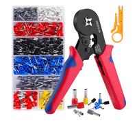 HOZKUY Kit di crimpatura per puntali, 0,25-10 mm², con 1200 connettori terminali a filo, AWG 23-7 a cricchetto autoregolabili, strumenti di crimpatura per riparazioni elettriche fai da te e crimpatura