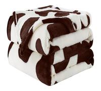 HOZY Coperta Plaid Pile, Coperta Matrimoniale 230 x 270 cm Flanella, Coperta Divano Super Grande Caldo Morbida - Brown Cow Pattern Cartoon