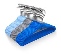 HozyFrozy Confezione da 30 grucce in velluto multicolore per bambini, con mini ganci, antiscivolo, salvaspazio, a cascata, blu navy, azzurro e grigio, 10 unità ciascuna