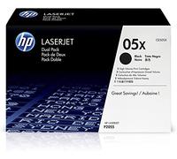 HP 05X CE505XD, Multipack da 2 Cartucce Toner Originali da 6500 Pagine, Compatibile con le Stampanti LaserJet P2035, P2055, P2055D, P2055DN e P2055, Nero