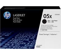 HP 05X CE505XD, Multipack da 2 Cartucce Toner Originali da 6500 Pagine, Compatibile con le Stampanti LaserJet P2035, P2055, P2055D, P2055DN e P2055, Nero