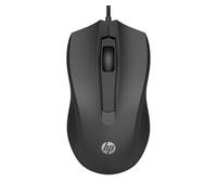 HP 100 Mouse Cablato, Sensore Preciso fino a 1600 DPI, 3 Pulsanti, Rotellina di Scorrimento, Cavo USB-A da 1.5 m, Design con Profilo Ergonomico, Ambidestro, Nero