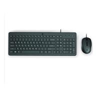 HP 150 Combo Tastiera e Mouse con cavo USB da 100 cm, Indicatore LED Blocco Maiuscole, 12 Combinazioni di Tasti, Plug and Play, Mouse Sensore Ottico da 1600 DPI, Compatibile con Windows 11, Nera
