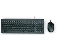 HP 150 Tastiera e Mouse cablato - (1600 PPP, Indicatori LED, Porta USB-A, 12 tasti di scelta rapida, Windows 10, Windows 11), Colore Nero, Layout tastiera inglese