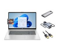 HP 17.3" FHD Laptop, 6-Core AMD Ryzen 5 7430U (beats i7-1255U), 32GB RAM, 2TB SSD + 256GB Portable SSD, WebCam, KeyPad, WiFi6, USB-C, HDMI, 3-in-1 External Storage Bundle, US Version KB, Win 11