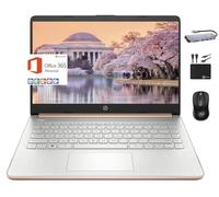 HP 2024 Premium 14" Micro-Edge Portatile Notebook Student Business, Intel Quad-Core N4120, 16GB RAM, 384GB (128GB eMMC+ 256GB Card), WiFi, Windows 11S + 1 Anno Office 365, Accessorio Marxsol Oro Rosa