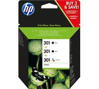 HP Cartucce a inchiostro originali 301 nero(2)/tricromia(1) - confezione da 3