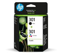 HP 301 Nero e Tricromia, N9J72AE, Confezione da 2 Cartucce Originali, Compatibili con Stampanti DeskJet seri 2700, 4100, Envy serie 6020, 6030, 6420, e 6430