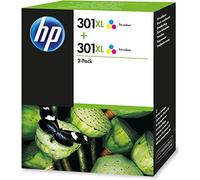 HP 301XL Cartuccia Originale Getto d'Inchiostro ad Alta Capacità, Confezione da 2 Cartucce, Tricromia