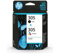 HP 305 2-Pack Tri-color/Black Original Ink Cartridge cartuccia d'inchiostro 2 pz Originale Resa standard Nero, Ciano, Magenta, Giallo