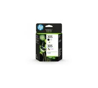 HP 305 2-Pack Tri-color/Black Original Ink Cartridge cartuccia d'inchiostro 2 pz Originale Resa standard Nero, Ciano, Magenta, Giallo