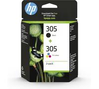 HP 305 2-Pack Tri-color/Black Original Ink Cartridge cartuccia d'inchiostro 2 pz Originale Resa standard Nero, Ciano, Magenta, Giallo