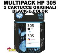 HP 305 2-Pack Tri-color/Black Original Ink Cartridge cartuccia d'inchiostro 2 pz Originale Resa standard Nero, Ciano, Magenta, Giallo
