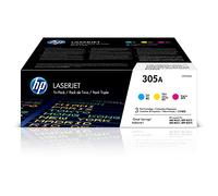 HP 305A CF370AM, Multipack da 3 Cartucce Toner Originali da 2600 Pagine, Compatibile con le Stampanti LaserJet Pro M351, MFP M375, M451, MFP 475, Tricromia