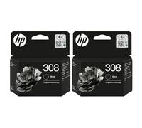 HP 308 cartuccia d'inchiostro nero per stampanti HP Envy 6122e, 6532e, 6520e, 6132e, 6530e, 6120e, 6110e, 6558e, 6110e, 6130e, All-in-One, confezione da 2