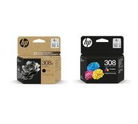 HP 308e Tintenpatrone für HP Envy 6122e 6532e 6520e 6132e 6530e 6120e 6110e 6558e 6110e 6130e All-in-One-Drucker (hohe Kapazität), Schwarz und Farbe 308