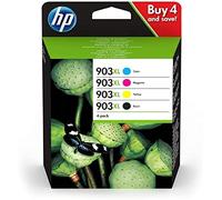 HP 903XL Nero, Ciano, Giallo e Magenta, 3HZ51AE, confezione da 4 Cartucce Originali HP, ad Alta Capacità, compatibi con Stampanti HP OfficeJet 6950, OfficeJet Pro 6960 e 6970