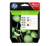 HP 912XL 4-pack Black/Cyan/Magenta/Yellow Original Ink Cartridges cartuccia d'inchiostro 4 pz Originale Resa elevata (XL) Nero,