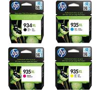 HP, 934XL, cartucce originali in confezione multipla (nero, ciano, magenta, giallo) con alta capacità per HP Officejet Pro