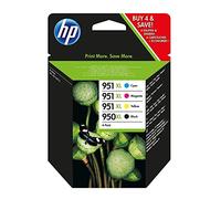 HP 950XL/951XL Nero, Ciano, Giallo e Magenta, C2P43AE, confezione da 4 Cartucce Originali HP, ad Alta Capacità, Compatibile con Stampanti HP Officejet Pro Serie 8000 e serie 200