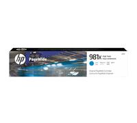 HP 981X Ciano, Cartuccia Inchiostro Originale, Alta capacità | Compatibile con HP PageWide Serie Enterprise Color 556 e Enterprise Color Flow MFP 586z, 10000 pagine (L0R09A)