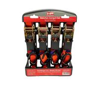 Set di 4 cinghie a cricchetto hp autozubehör con ganci da 3 metri l'una