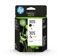 HP 305 2-Pack Tri-color/Black Original Ink Cartridge cartuccia d'inchiostro 2 pz Originale Resa standard Nero, Ciano, Magenta, Giallo