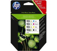 HP Cartucce d'Inchiostro Originali 950XL + 951XL, C2P43AE, 4 Pezzi Assortiti, Confezione