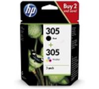 HP 305 2-Pack Tri-color/Black Original Ink Cartridge cartuccia d'inchiostro 2 pz Originale Resa standard Nero, Ciano, Magenta, Giallo