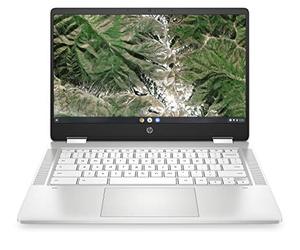 HP Chromebook x360 - Computer portatile da 14" Touch, Intel Celeron N4120, 4 GB DDR4 di RAM, 64 GB eMMC, Intel UHD Graphics 600, Sistema operativo ChromeOS, Tastiera QWERTZ, Germini, Bianco