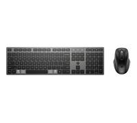 HP 720 Tastiera e Mouse Wireless Ricaricabili, Multi-Device, 22 Tasti Programmabili, Bluetooth, Dongle USB, Ricarica Ultra-Rapida, Certificato Copilot, Compatibile con Windows, macOS, ChromeOS, Grigio