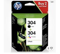 HP Confezione da 2 cartucce di inchiostro nero/in tricromia originali 304