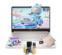 HP Computer portatile 2025 da 14 pollici, processore Intel N150, 16 GB di RAM, 384 GB di memoria (128 GB UFS+256 GB MSD), Windows 11 Pro, Copilot AI, Wi-Fi 6, webcam, oro rosa