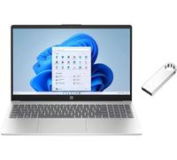 HP Computer portatile FHD da 15,6 pollici, processore Intel Core i3-N305, grafica Intel UHD, impronte digitali, argento, 8 GB di RAM, SSD da 256 GB, Windows 11 Home, bundle con unità flash USB da 64