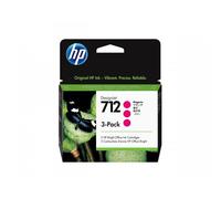 HP 712 3ED78A, Confezione da 3 Cartucce Originale, Compatibile con Stampanti DesignJet T650, T630, T250, T230, Serie Studio 713 Testina di Stampa DesignJet, Magenta