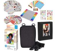 HP - Confezione da 50 fogli di carta fotografica Zink di alta qualità, 5,8 x 8,6 cm, con album fotografico, custodia, adesivi, pennarelli