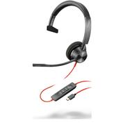 POLY Cuffie monoaurali Blackwire 3310 con connettore USB-C + adattatore USB-C/A