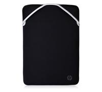 HP Custodia Protettiva Reversibile per Laptop Portatili fino a 15,6 Pollici, Profilo Sottile e Senza Cerniera, Tessuto in Neoprene Disinfettabile e Lavabile in Lavatrice, Colore Nero/Argento