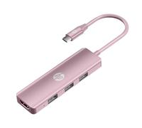 HP Docking station USB C, hub multi-porta USB C 5 in 1 con HDMI 4K, alimentazione 100 W, per laptop, MacBook, iPad, Thinkpad e altro, rosa