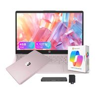 HP Flagship - Laptop da 14" HD per studenti e affari con AI Copilot, Intel 4-Core di 13a generazione, 4 GB di RAM, 1,12 TB di spazio di archiviazione (128 GB UFS + docking station da 1 TB), Office 365