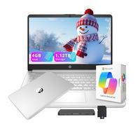 HP Flagship - Laptop da 14" HD per studenti e affari con AI Copilot, Intel 4-Core di 13a generazione, 4 GB di RAM, 1,12 TB di spazio di archiviazione (128 GB UFS + docking station da 1 TB), Office 365