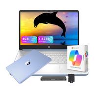 HP Flagship - Laptop da 14" HD per studenti e affari con AI Copilot, Intel 4-Core di 13a generazione, 4 GB di RAM, 1,12 TB di spazio di archiviazione (128 GB UFS + docking station da 1 TB), Office 365